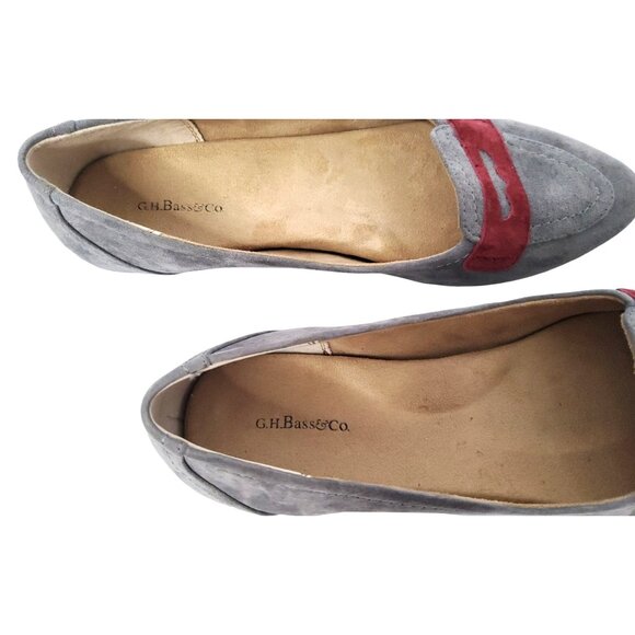 g.h.bass & co womens "nina" suede red and gray flats size 9m. - Picture 5 of 6